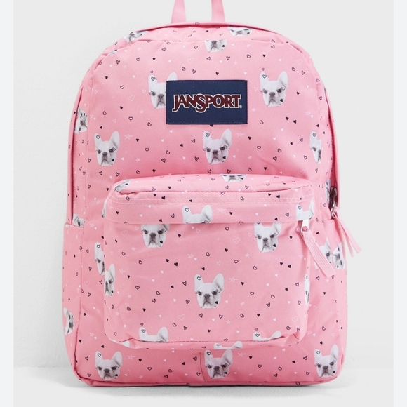 Jansport Handbags - Jansport Superbreak Pink French Bulldog Backpack